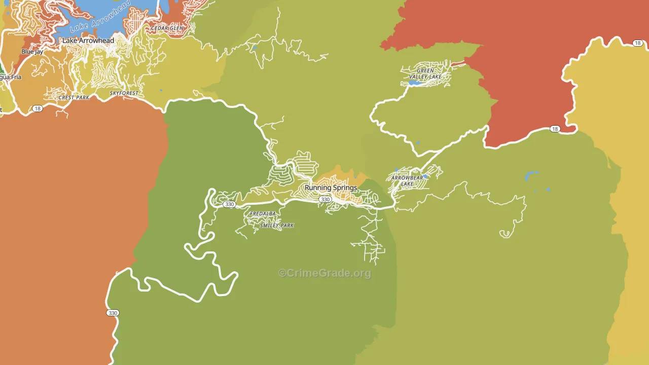 Running Springs, CA Map of Murder Rates