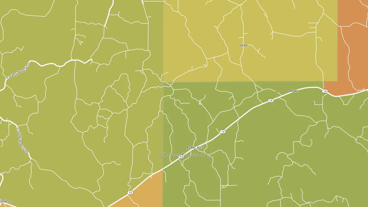 Rural Hill, MS Map of Murder Rates