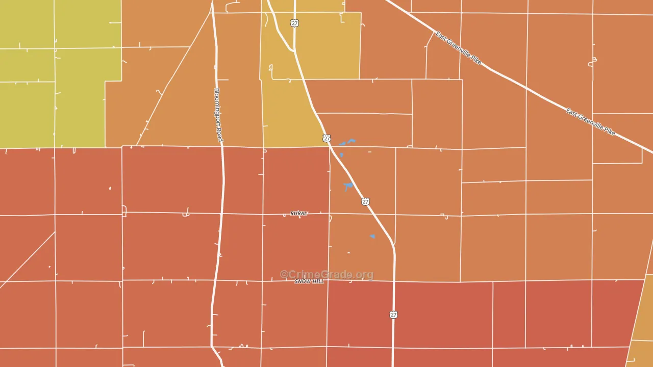 Rural, IN Map of Murder Rates