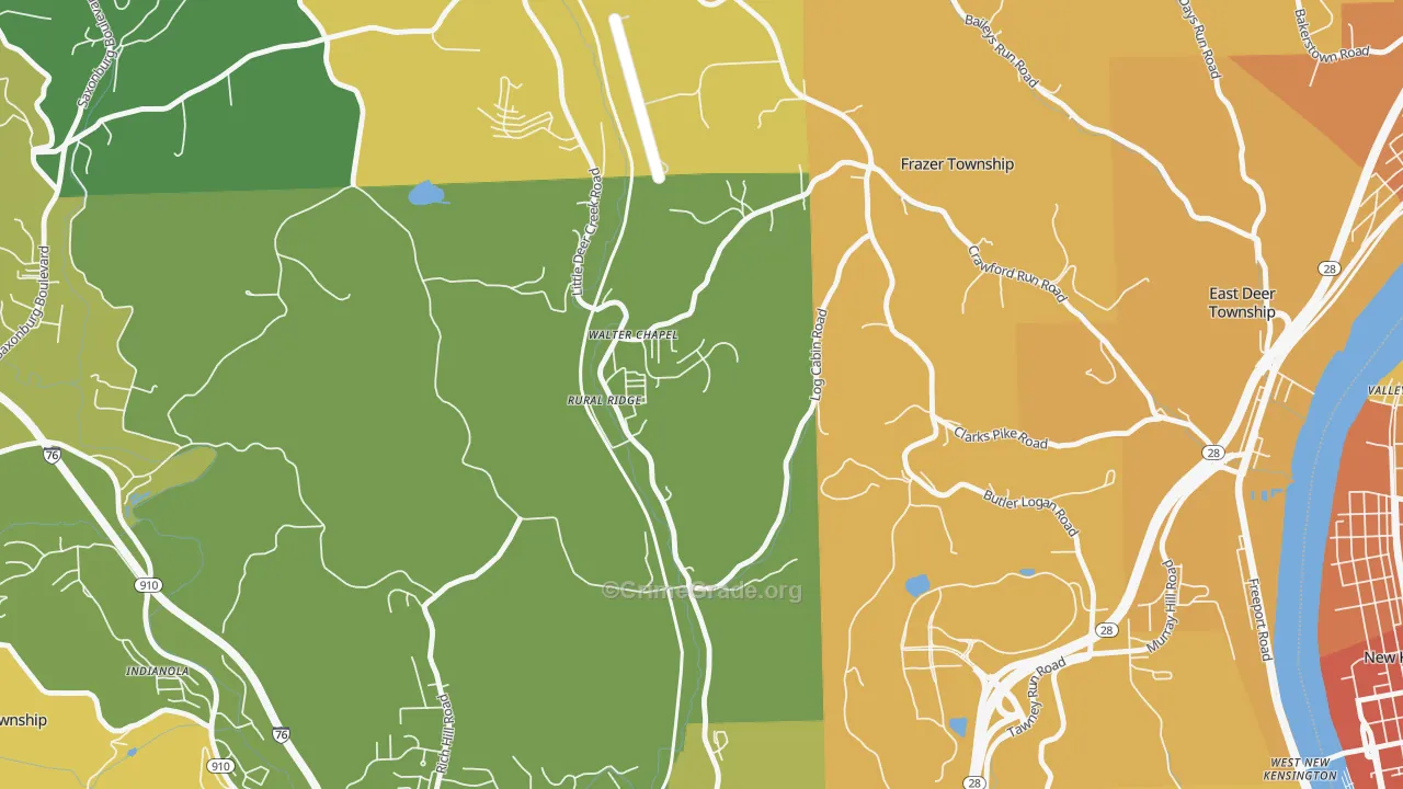 Rural Ridge, PA Map of Murder Rates