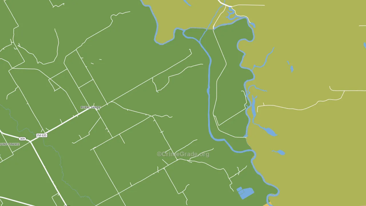 Rural Shade, TX Map of Murder Rates