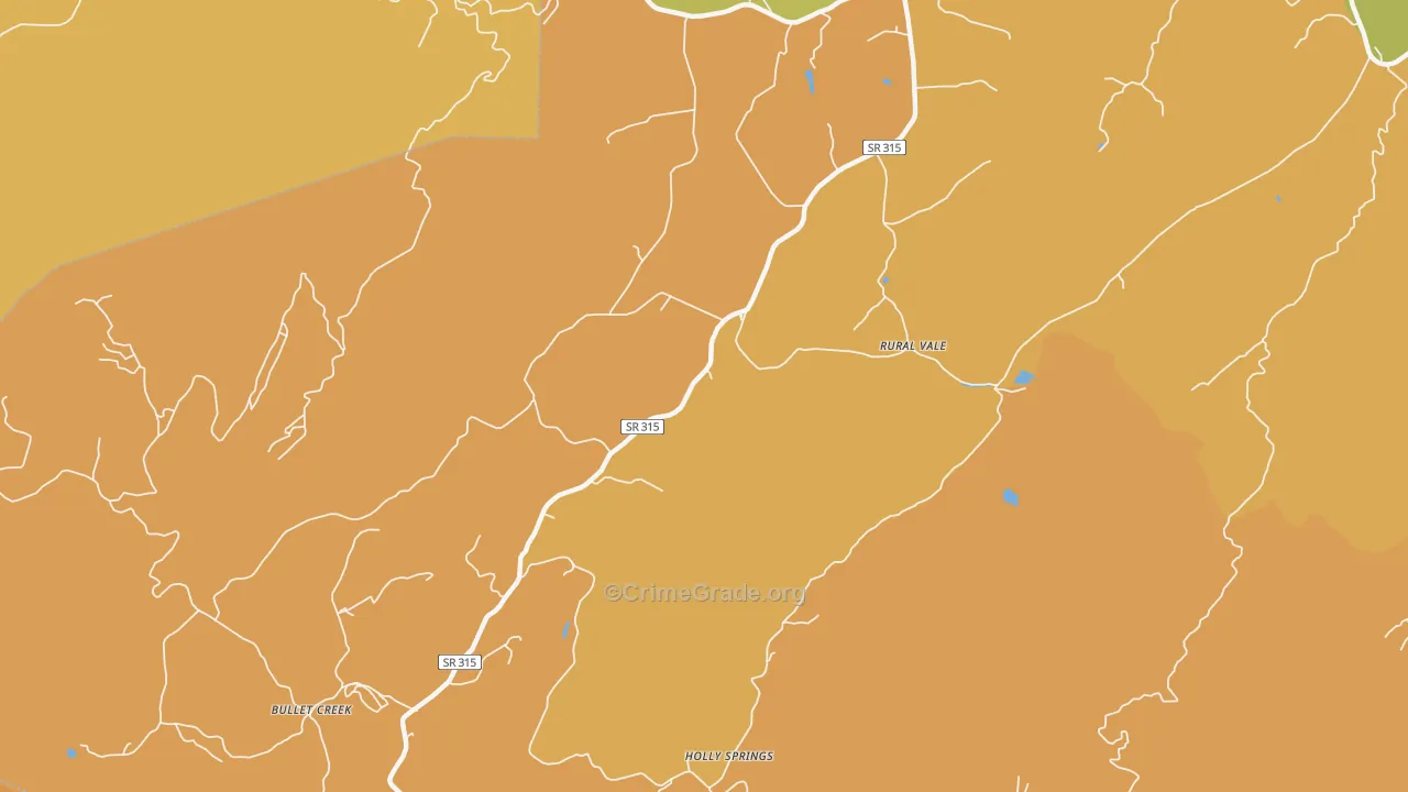 Rural Vale, TN Map of Murder Rates