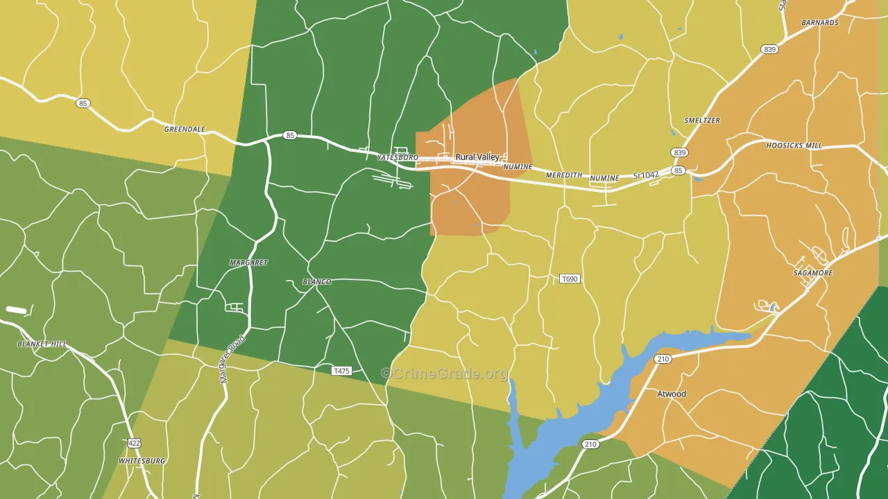 Rural Valley, PA Map of Murder Rates