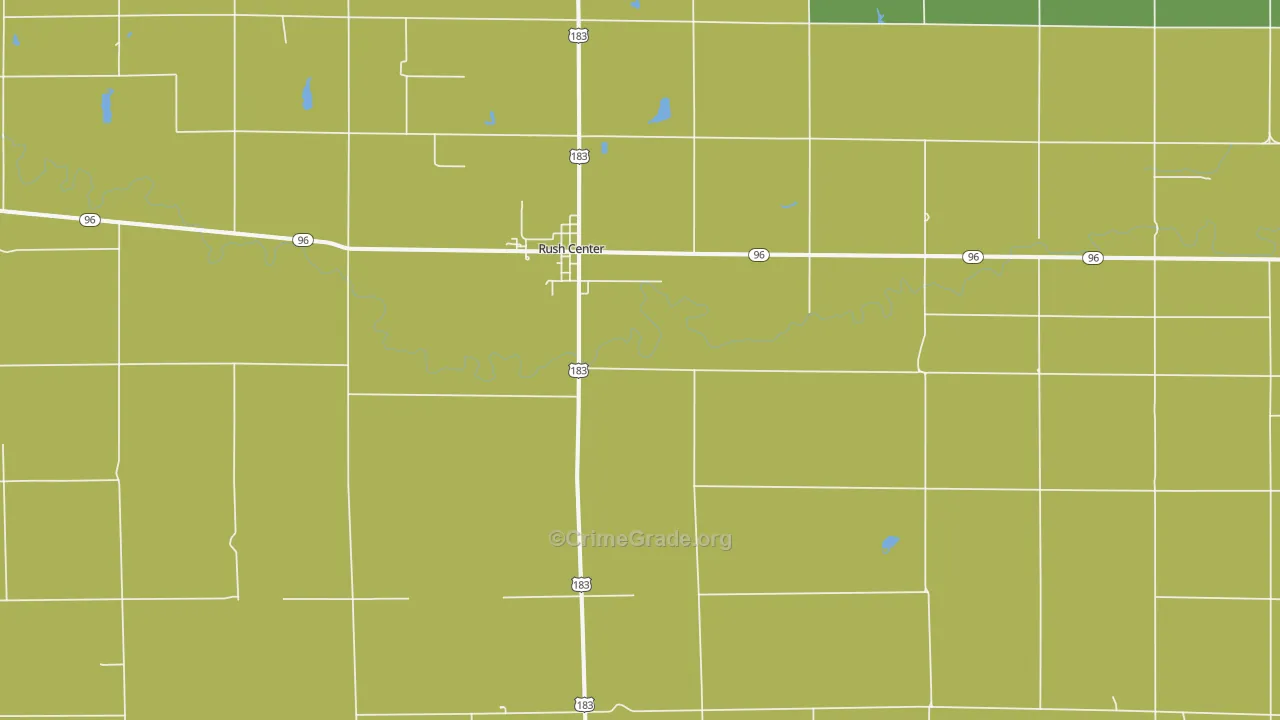 Rush Center, KS Map of Murder Rates