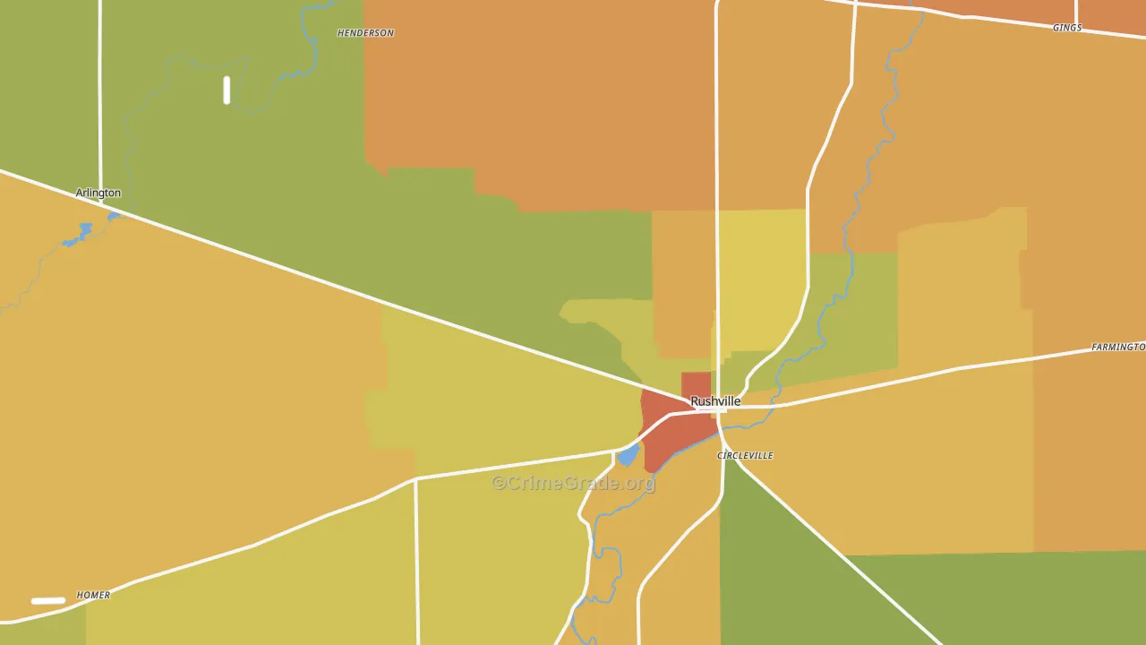 Rush County, IN Map of Murder Rates