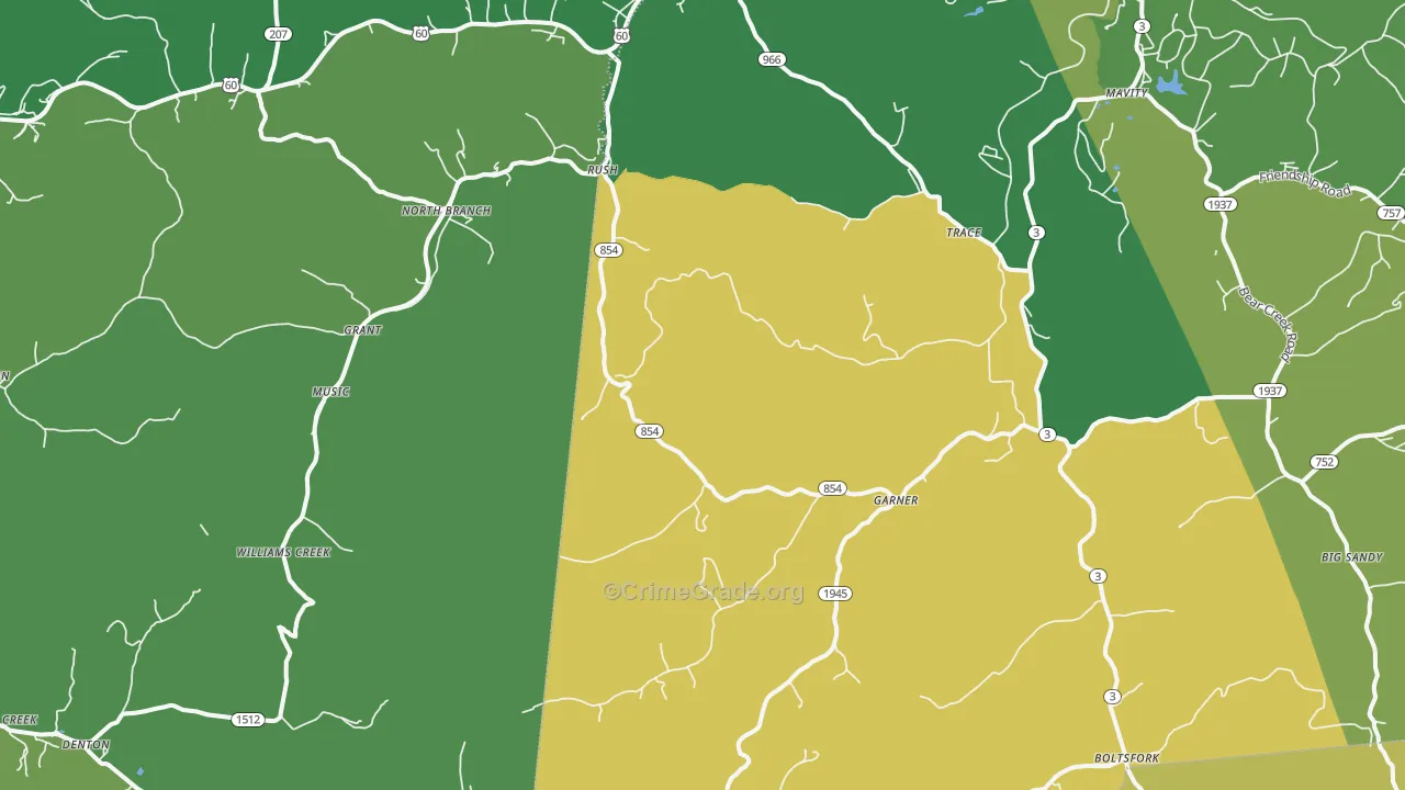Rush, KY Map of Murder Rates