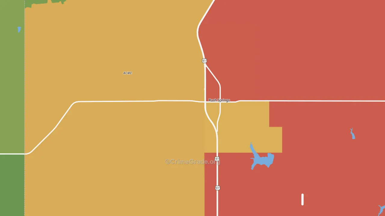 Rush Springs, OK Map of Murder Rates