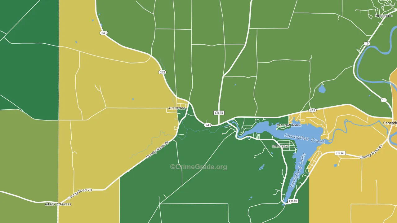 Rushford, NY Map of Murder Rates