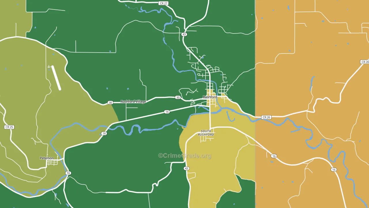Rushford Village, MN Map of Murder Rates