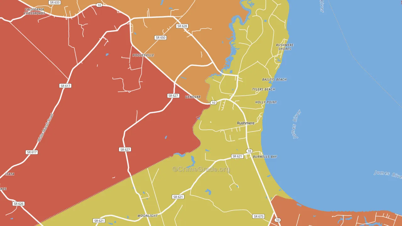 Rushmere, VA Map of Murder Rates