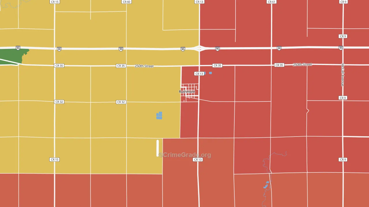 Rushmore, MN Map of Murder Rates