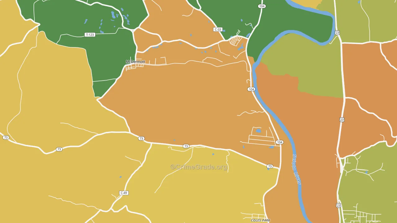Rushtown, OH Map of Murder Rates
