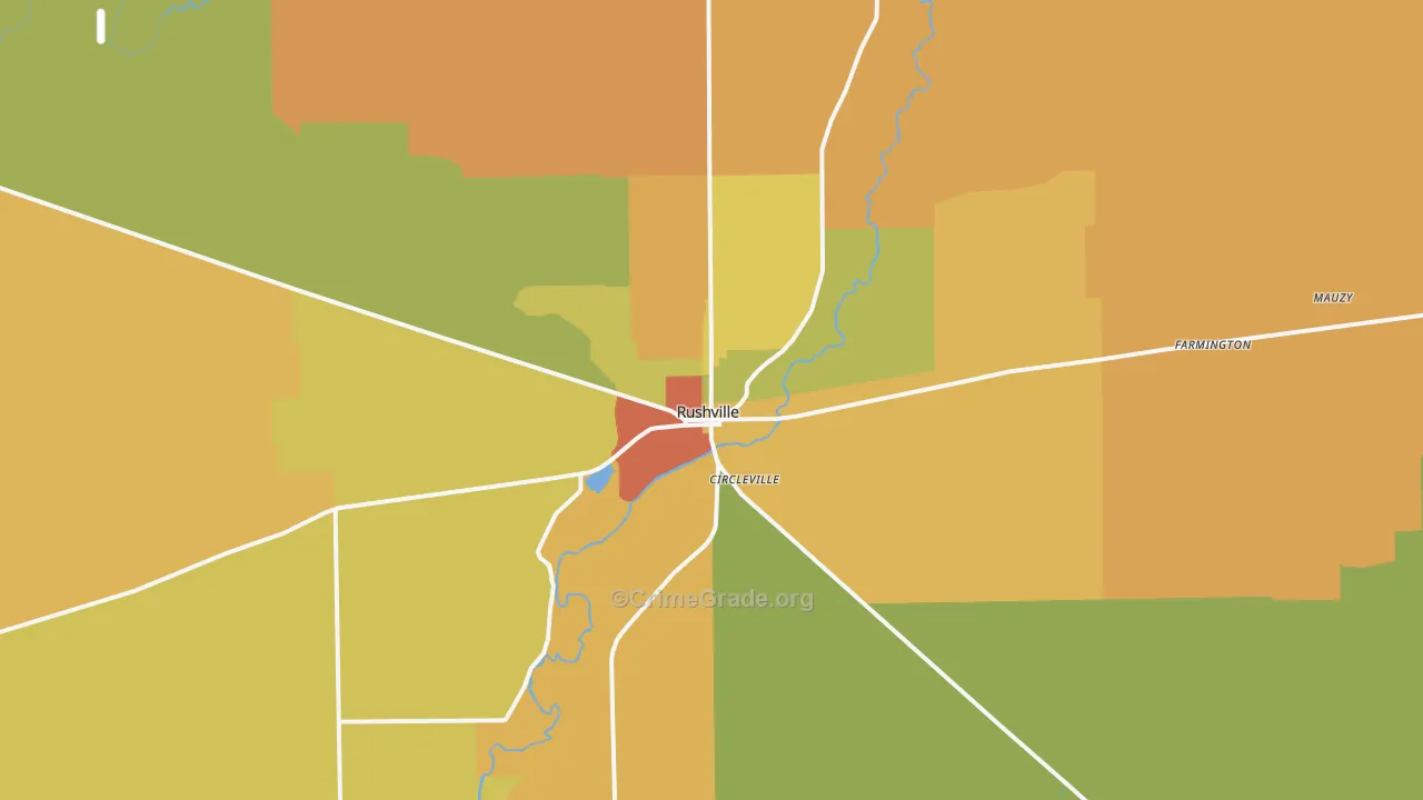 Rushville, IN Map of Murder Rates