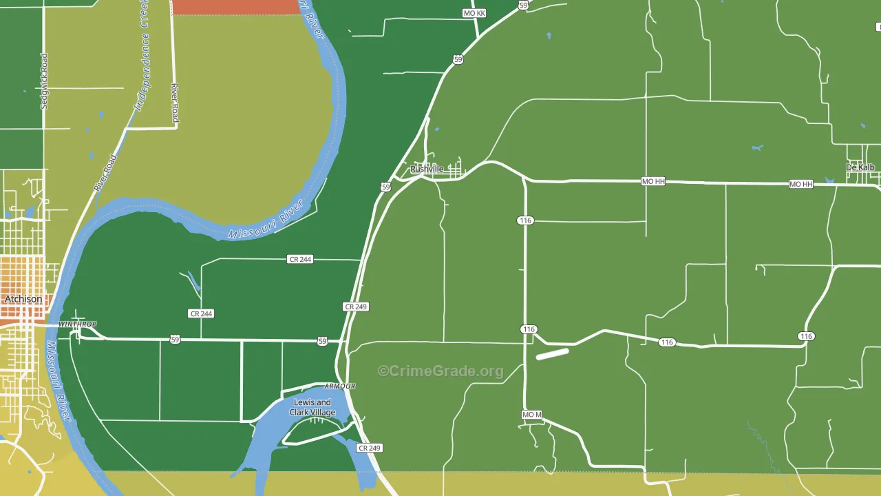 Rushville, MO Map of Murder Rates