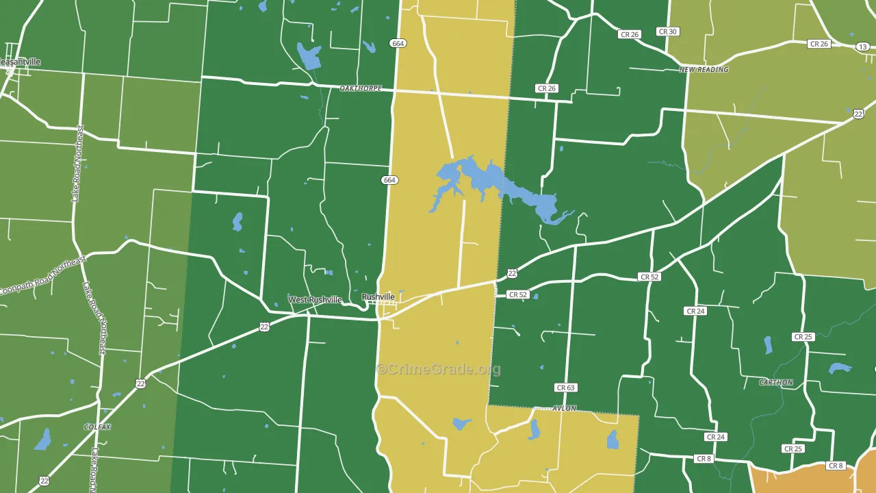 Rushville, OH Map of Murder Rates