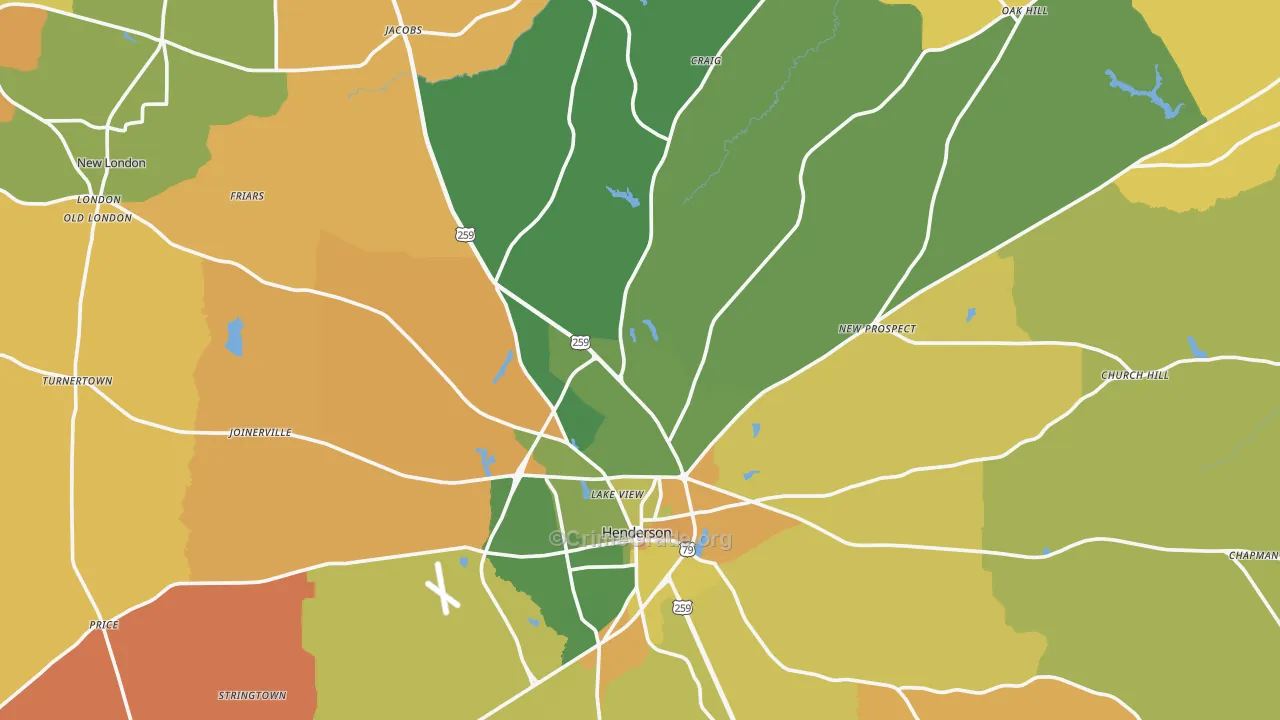 Rusk County, TX Map of Murder Rates