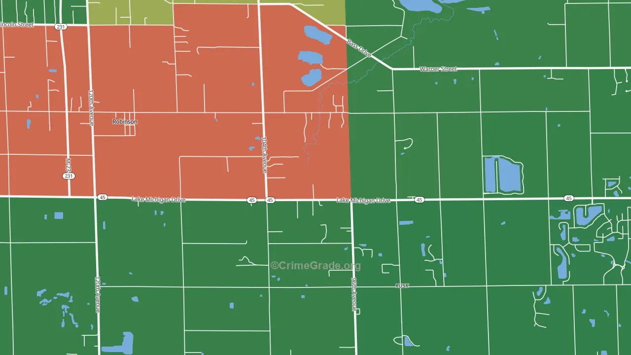 Rusk, MI Map of Murder Rates