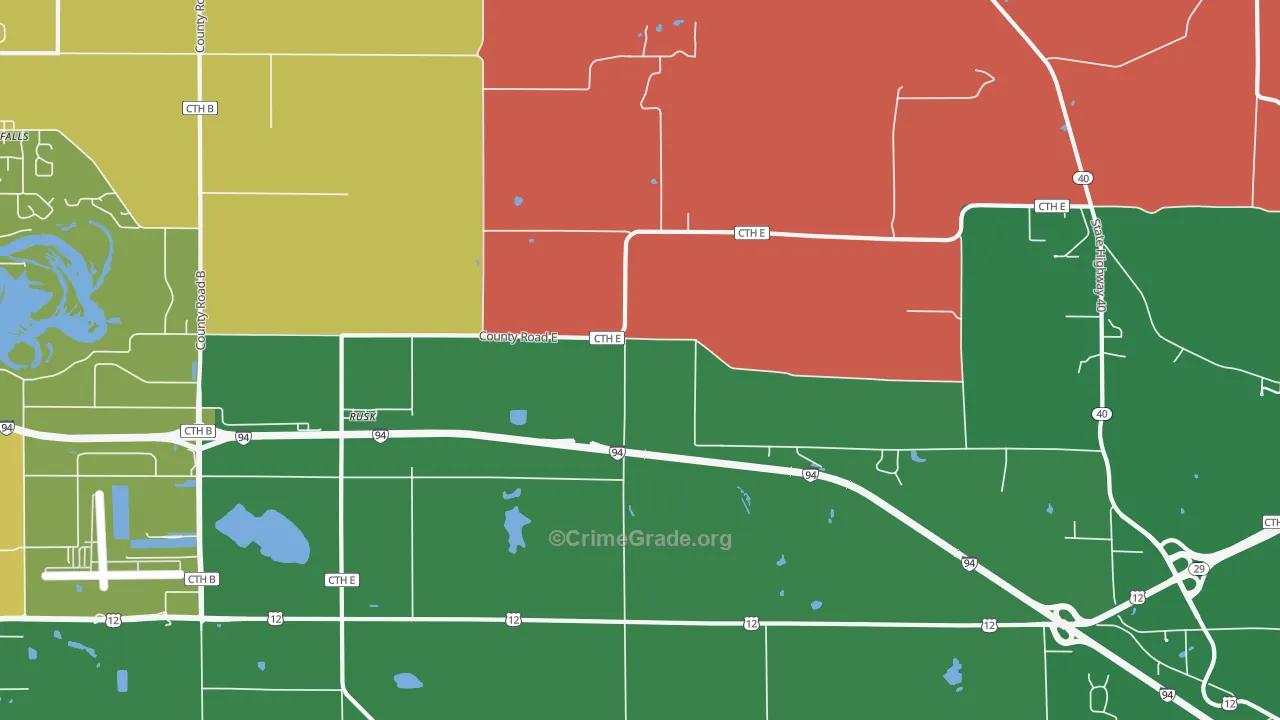 Rusk, WI Map of Murder Rates