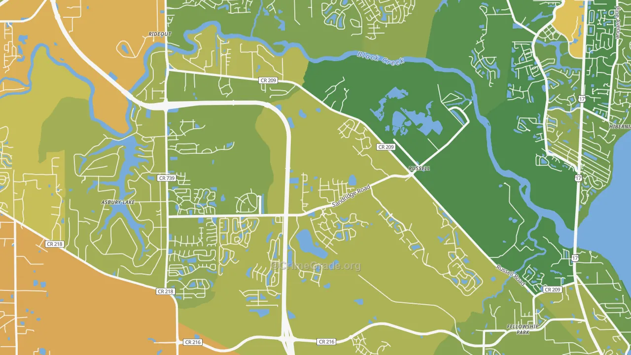 Russell, FL Map of Murder Rates