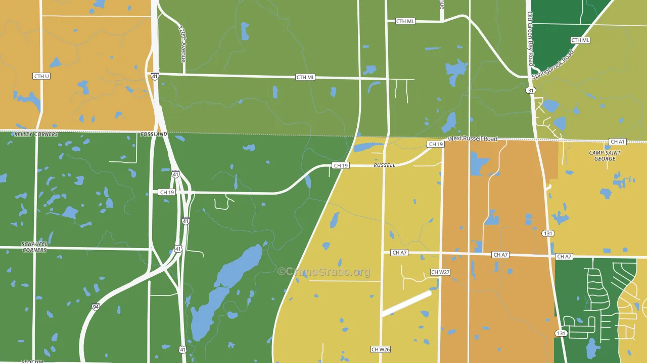 Russell, IL Map of Murder Rates