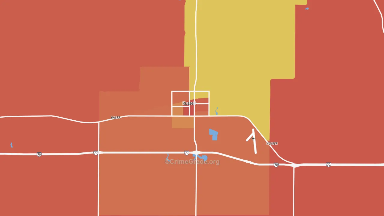 Russell, KS Map of Murder Rates