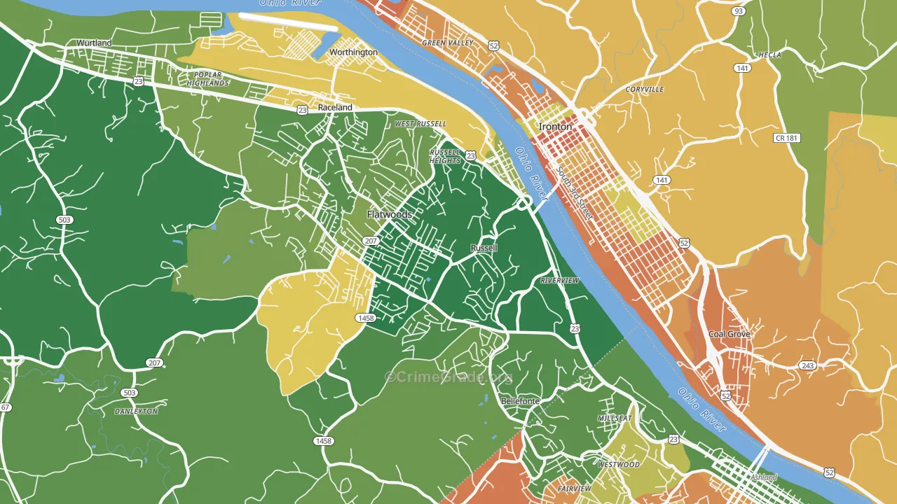 Russell, KY Map of Murder Rates