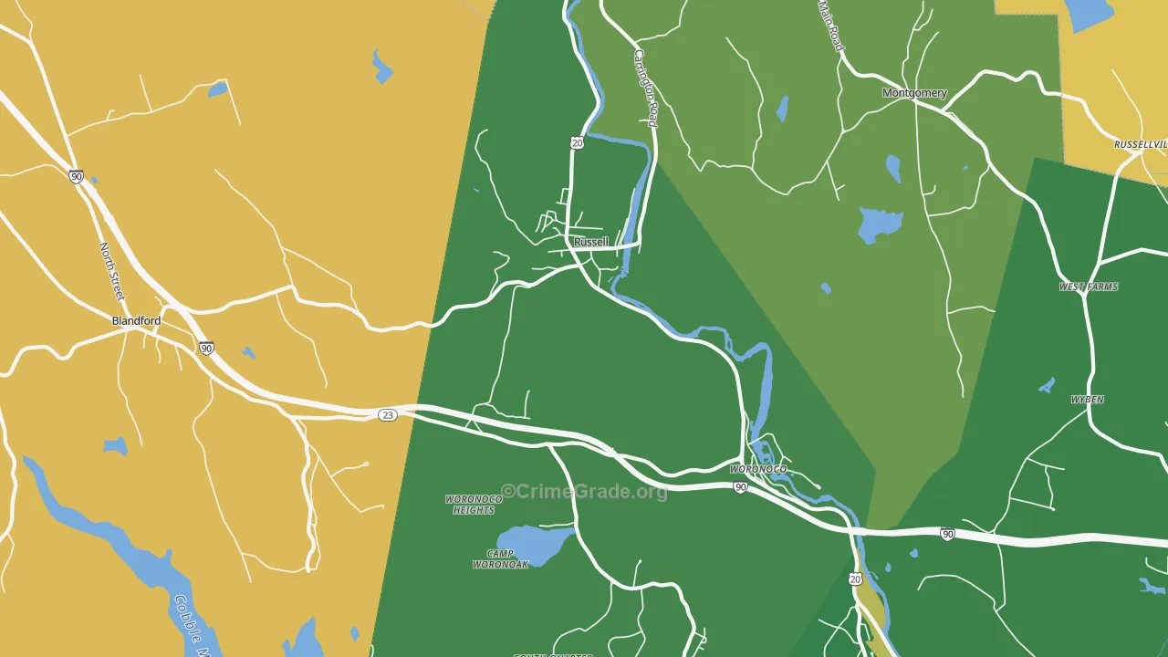 Russell, MA Map of Murder Rates