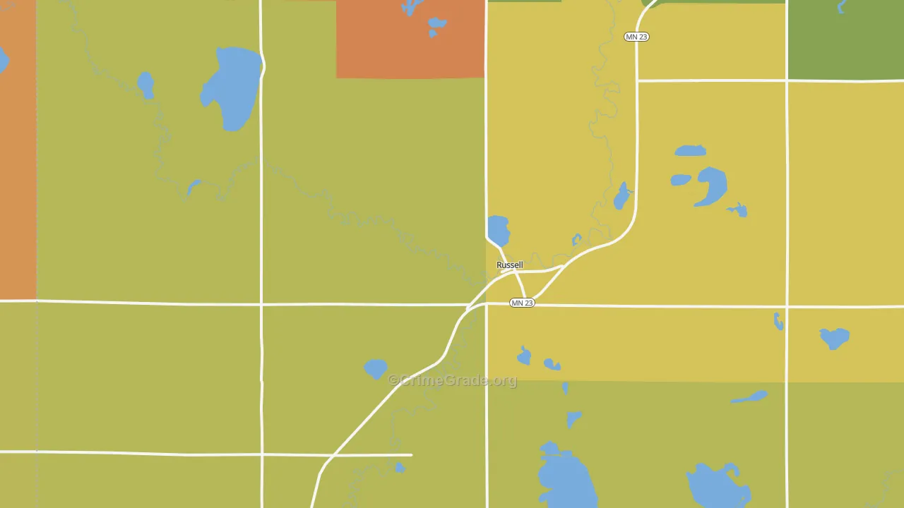 Russell, MN Map of Murder Rates