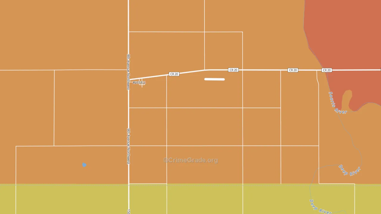 Russell, ND Map of Murder Rates