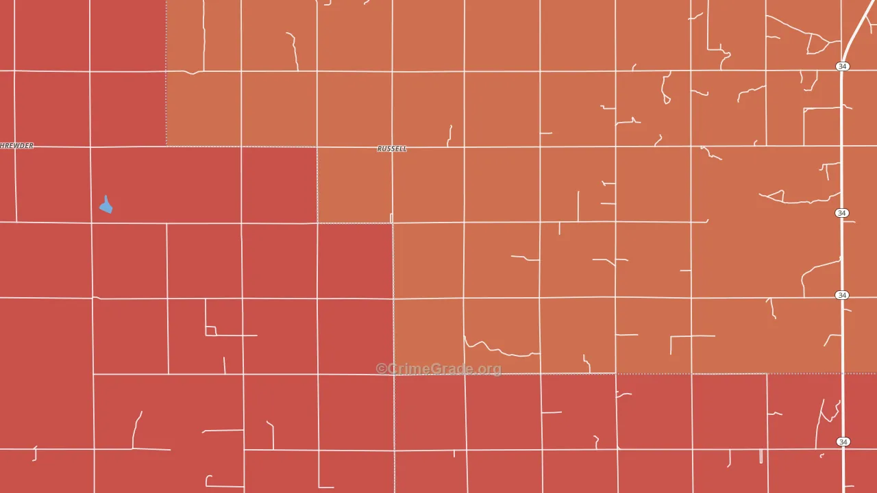Russell, OK Map of Murder Rates