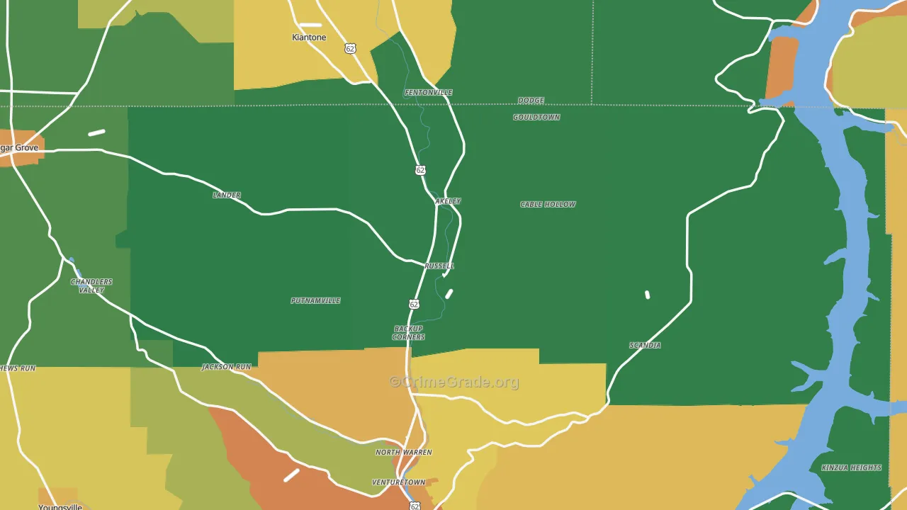 Russell, PA Map of Murder Rates