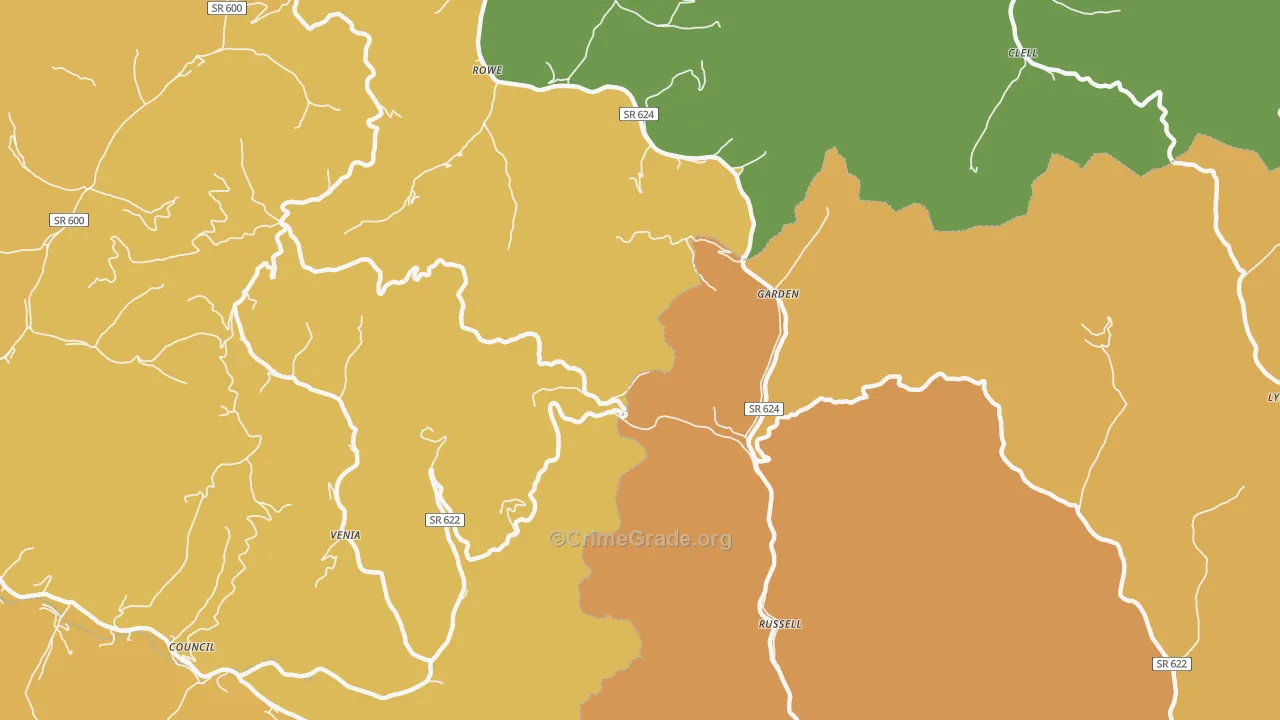 Russell, VA Map of Murder Rates