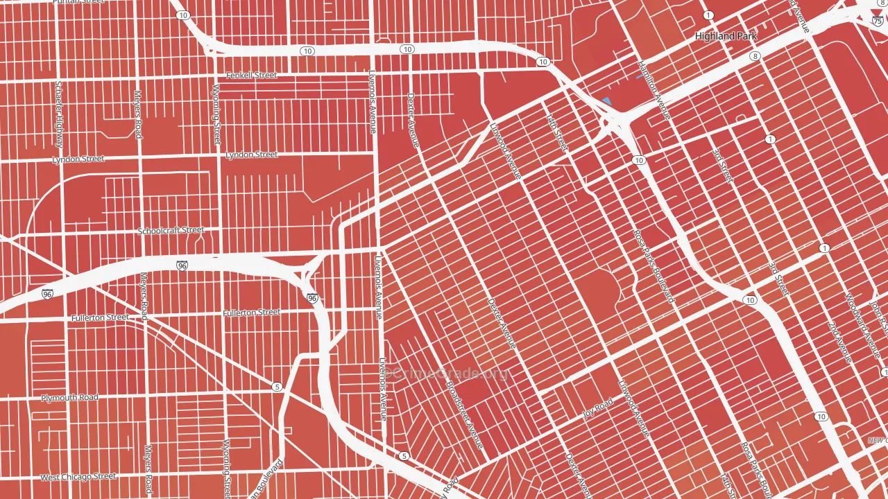 Russell Woods, Detroit, MI Map of Murder Rates
