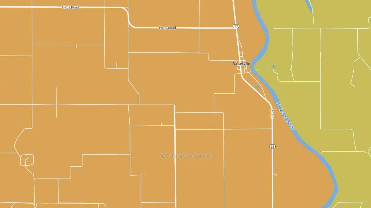 Russellville, IL Map of Murder Rates