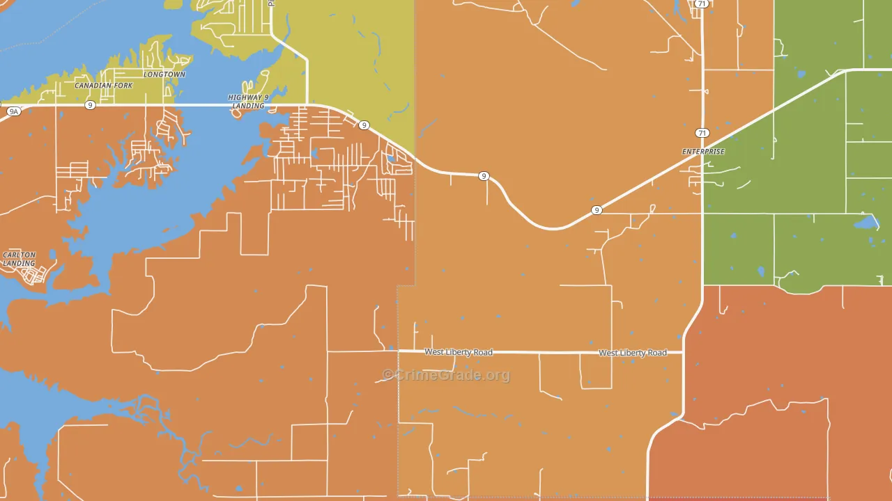 Russellville, OK Map of Murder Rates