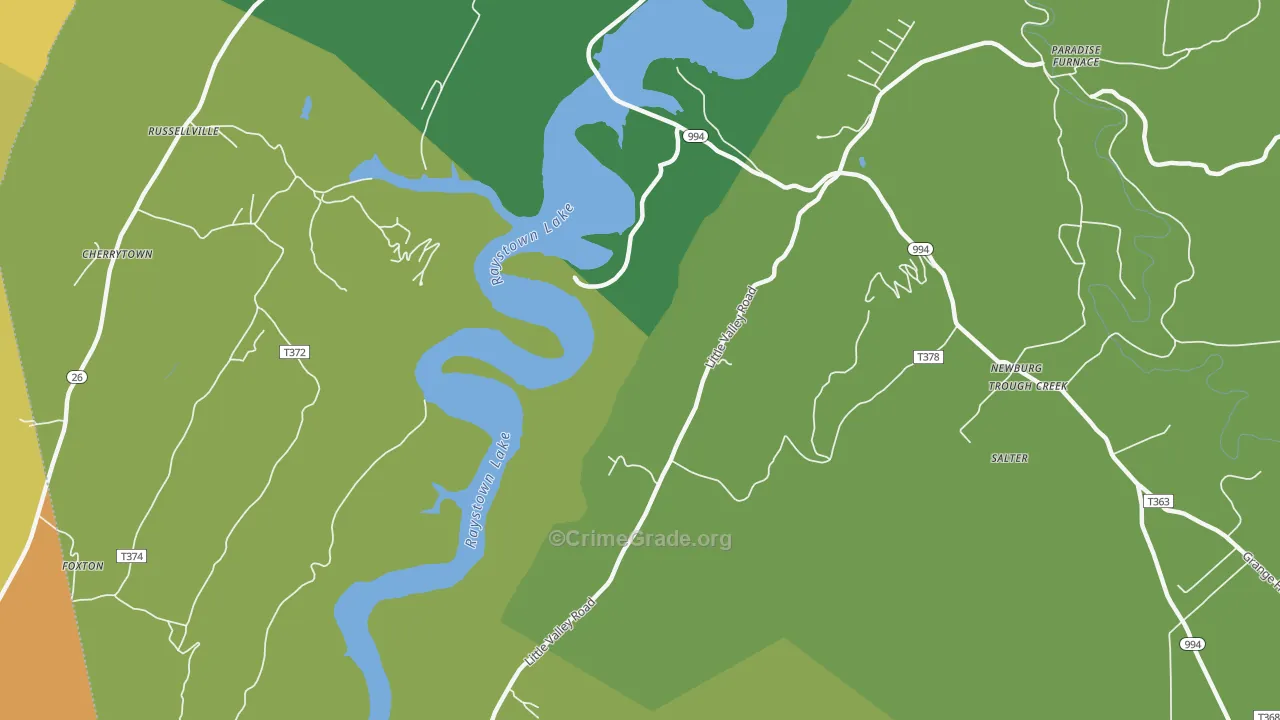 Russellville, PA Map of Murder Rates
