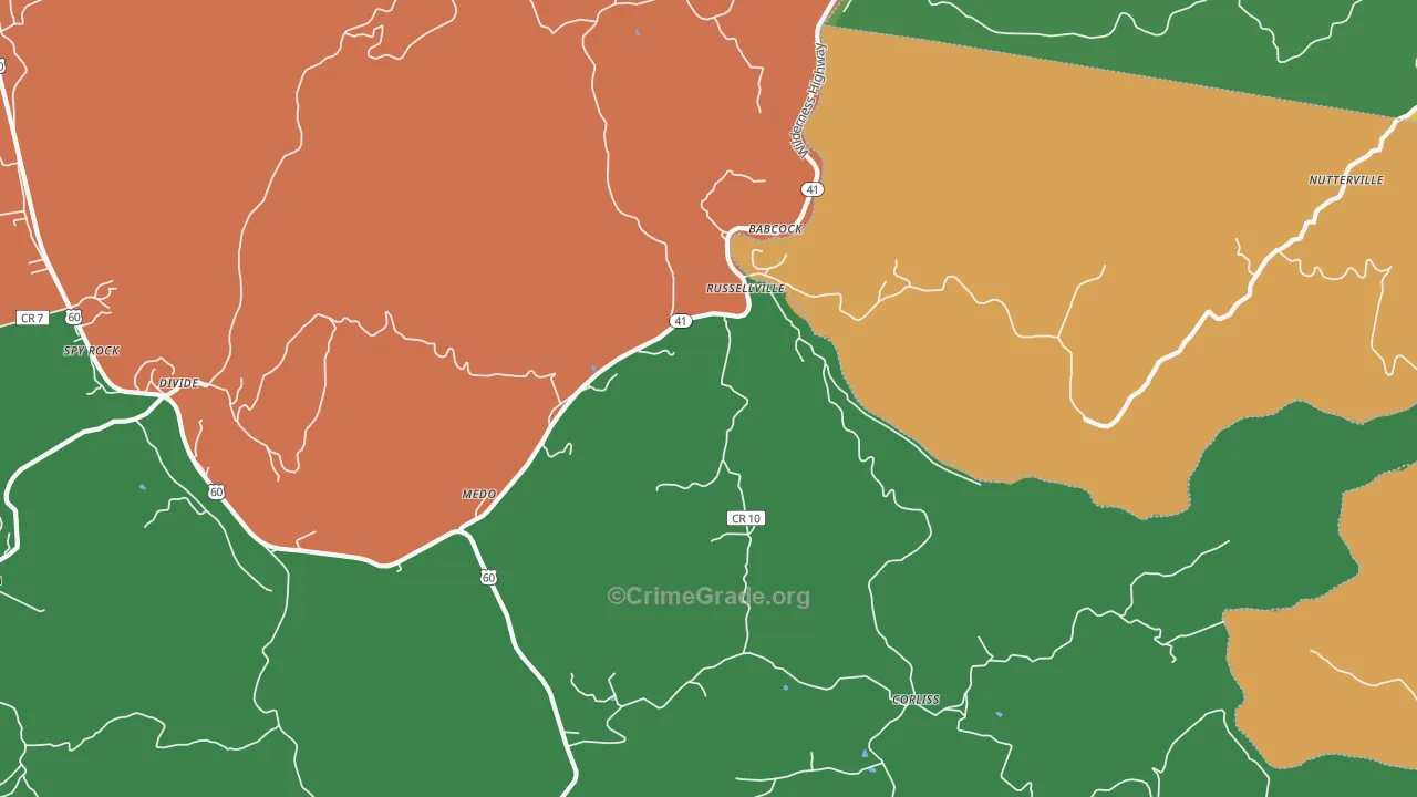 Russellville, WV Map of Murder Rates