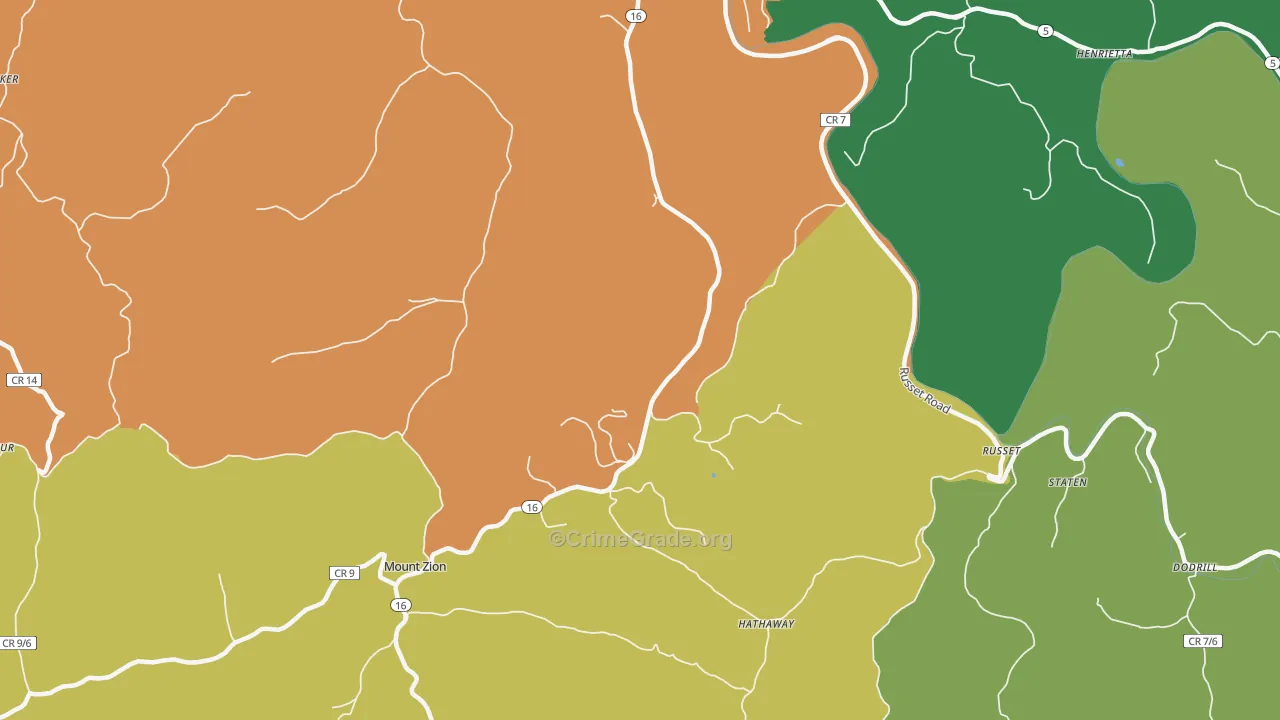 Russet, WV Map of Murder Rates