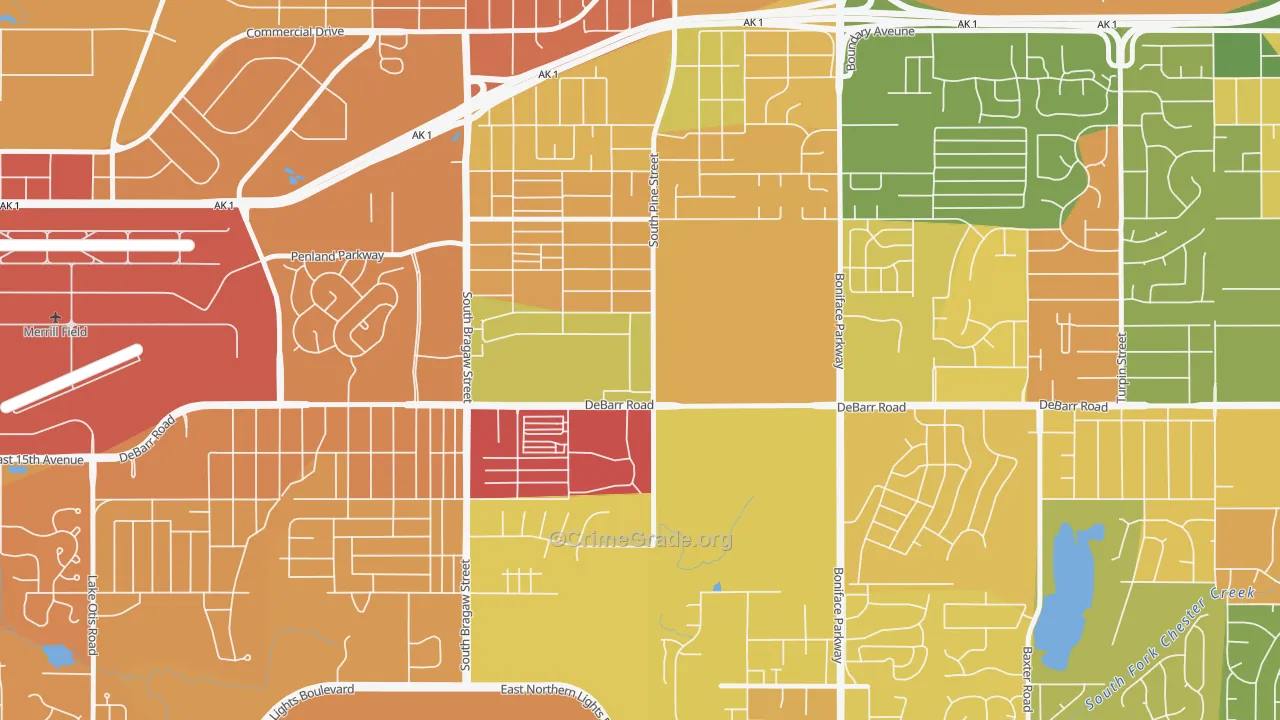 Russian Jack Park, Anchorage, AK Map of Murder Rates