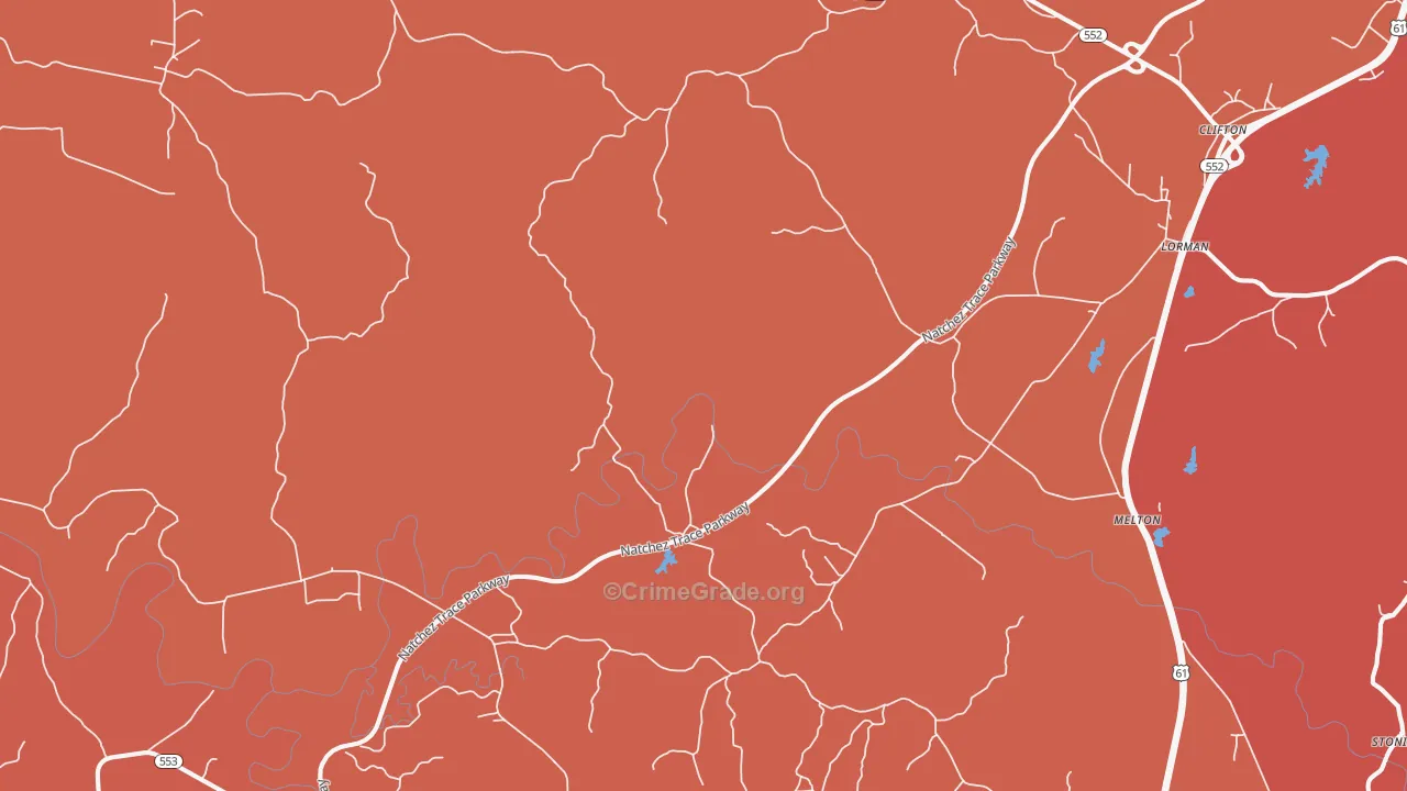Russum, MS Map of Murder Rates