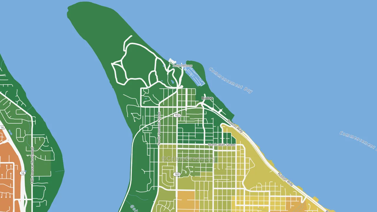 Ruston, WA Map of Murder Rates