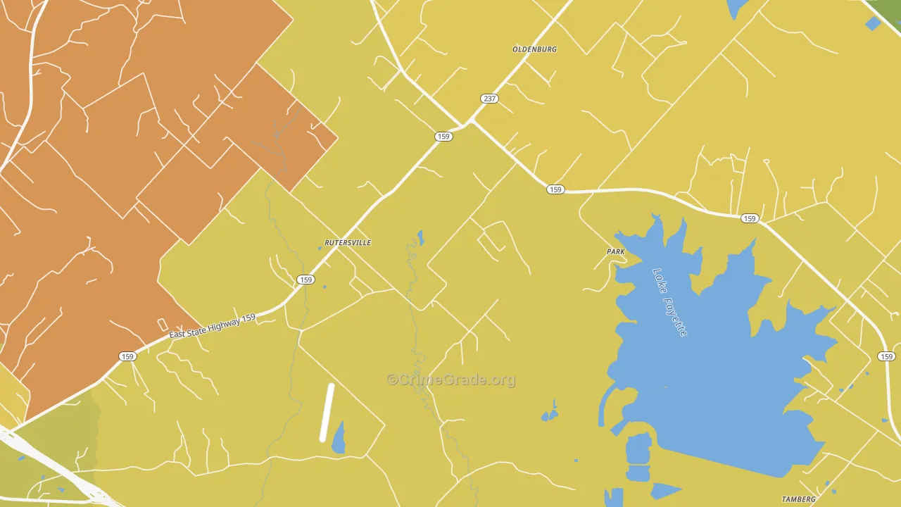 Rutersville, TX Map of Murder Rates