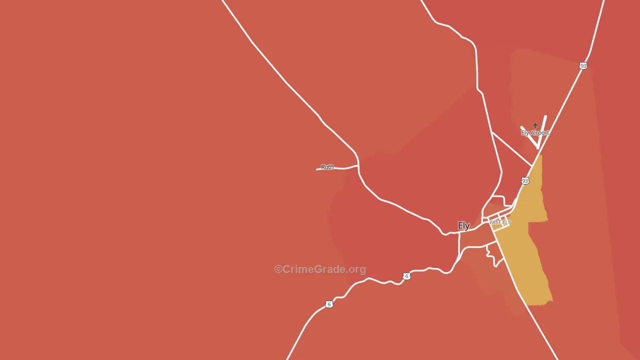 Ruth, NV Map of Murder Rates