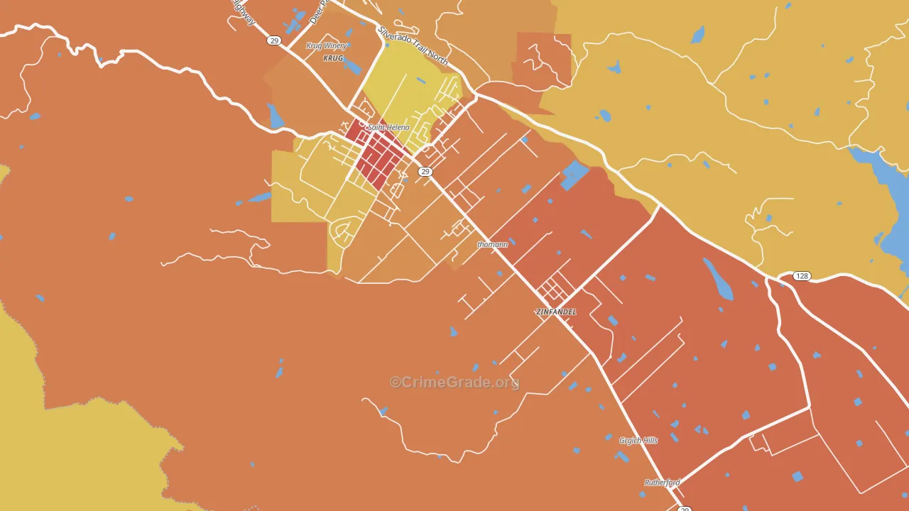 Rutherford, CA Map of Murder Rates