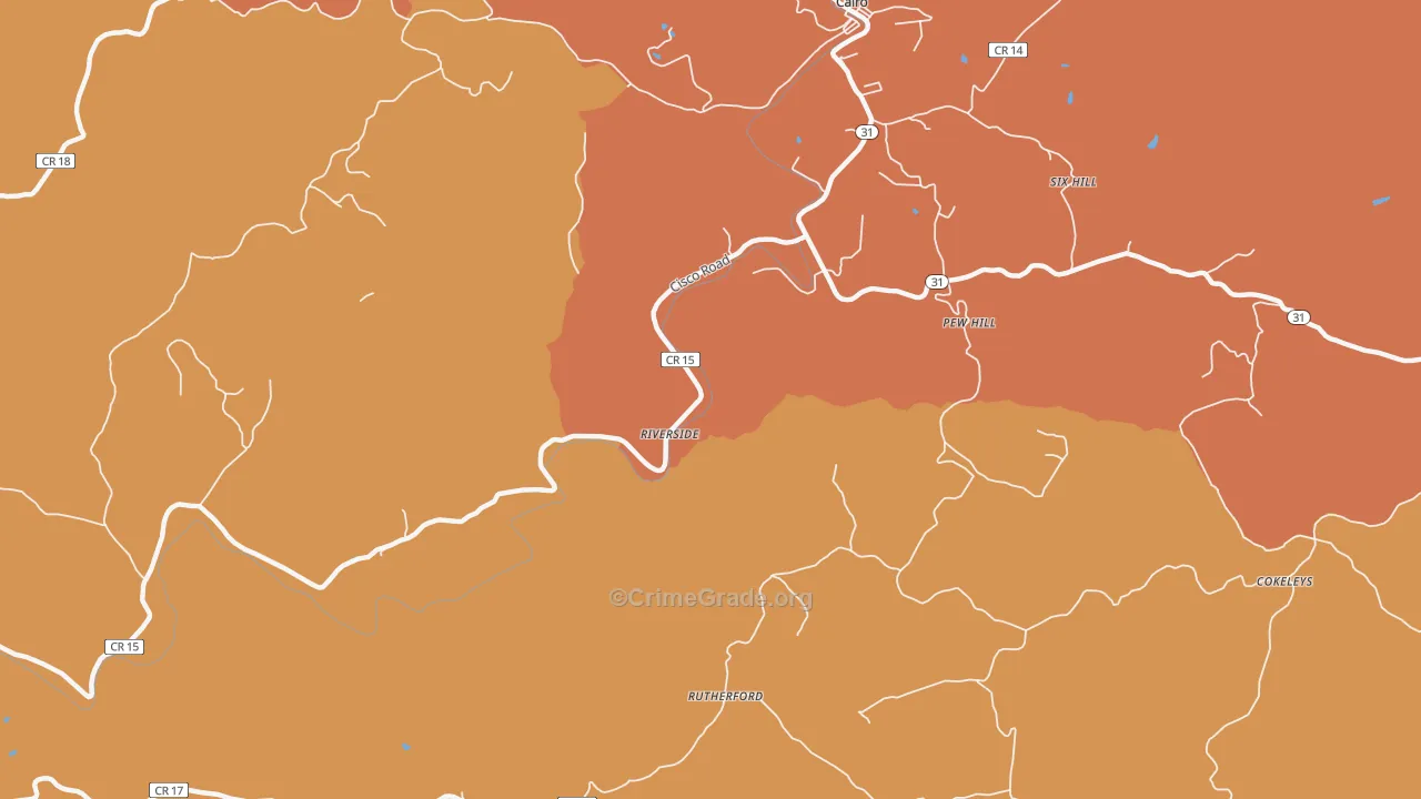 Rutherford, WV Map of Murder Rates