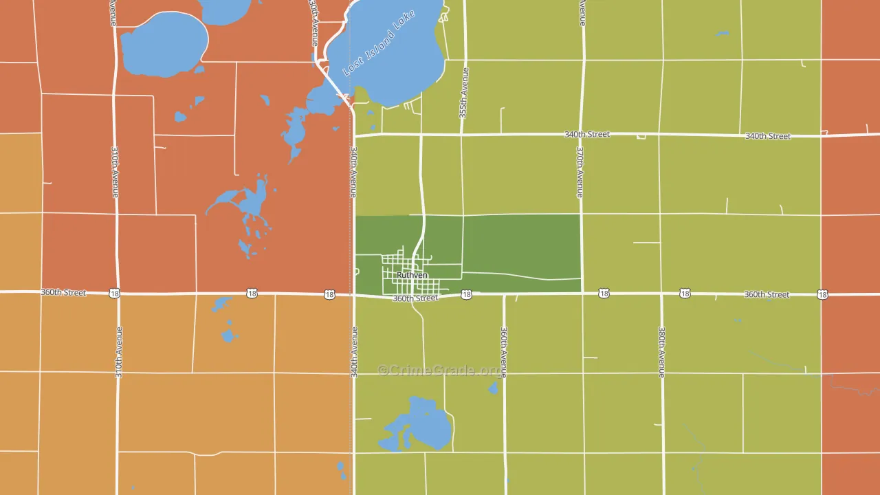Ruthven, IA Map of Murder Rates