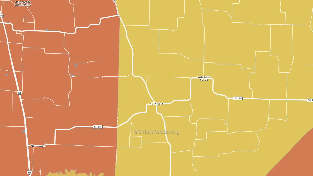 Ruthville, TN Map of Murder Rates