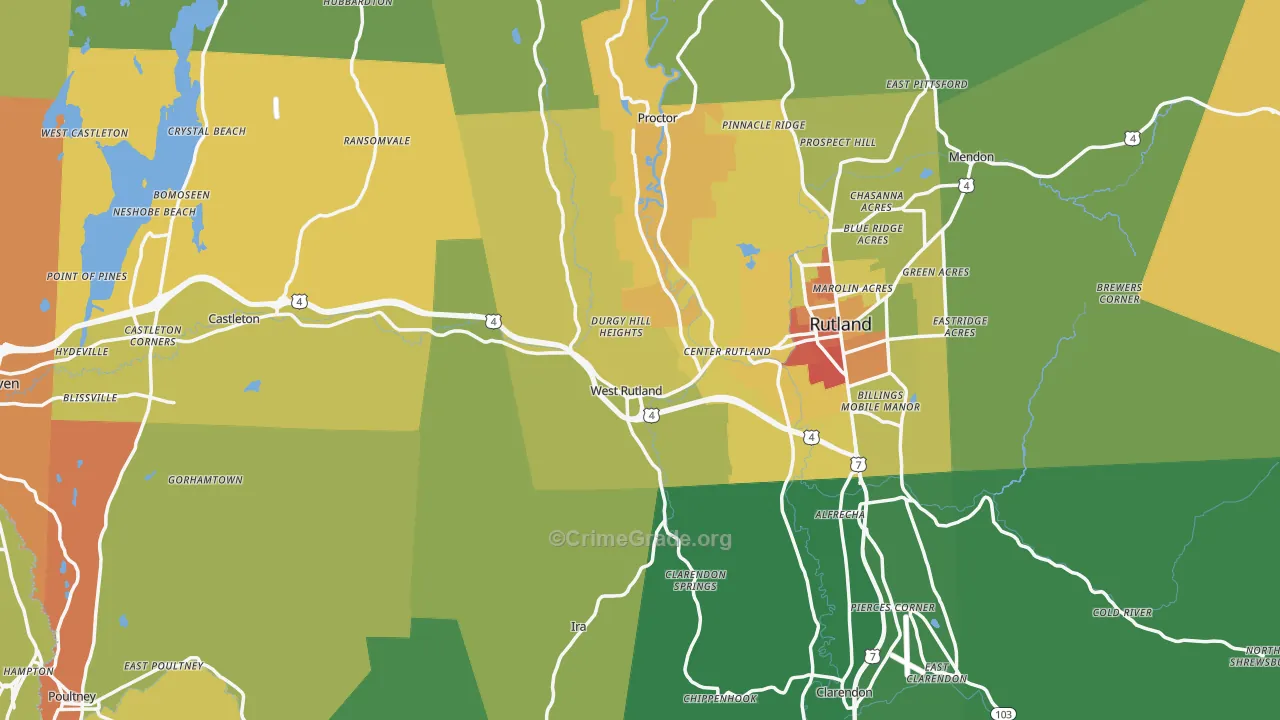 Rutland County, VT Map of Murder Rates