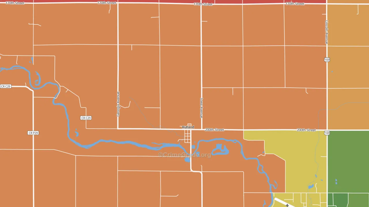 Rutland, IA Map of Murder Rates