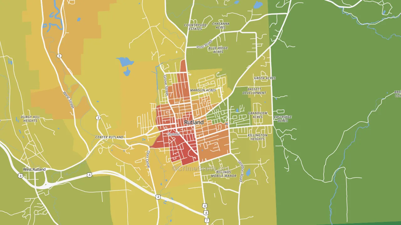Rutland, VT Map of Murder Rates